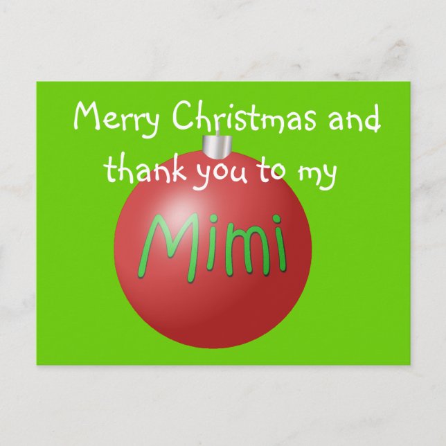 Mimi Christmas ornament postcard (Front)