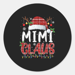 Mimi Claus Christmas Lights Pajama Family Matching Classic Round Sticker