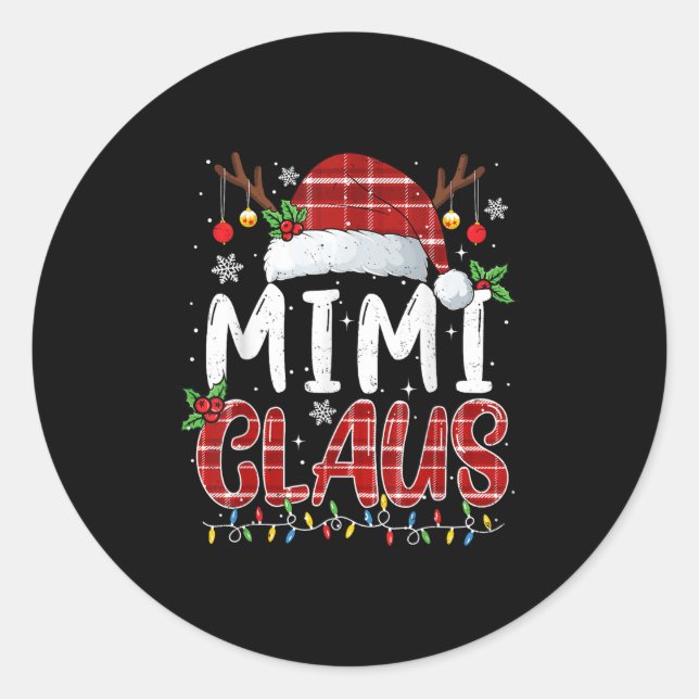 Mimi Claus Christmas Lights Pajama Family Matching Classic Round Sticker (Front)