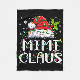 Mimi Claus Christmas Lights Pajama Family Matching Fleece Blanket
