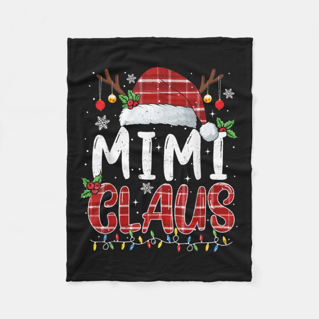 Mimi Claus Christmas Lights Pajama Family Matching Fleece Blanket (Front)