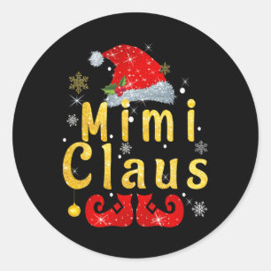 Mimi Claus Christmas Santa Hat Matching Famiy Paja Classic Round Sticker
