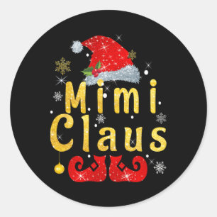 Mimi Claus Christmas Santa Hat Matching Famiy Paja Classic Round Sticker
