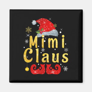 Mimi Claus Christmas Santa Hat Matching Famiy Paja Magnet