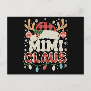 Mimi Claus Red Buffalo Plaid Christmas Lights Xmas Holiday Postcard