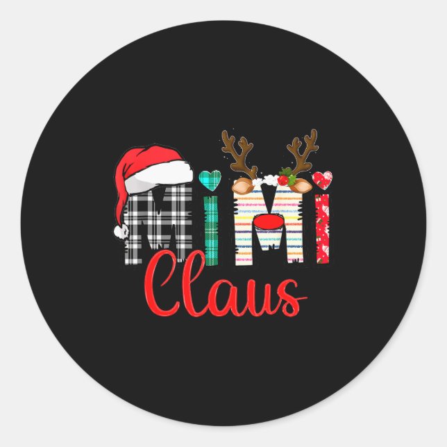 Mimi Claus Reindeer Christmas  Classic Round Sticker (Front)