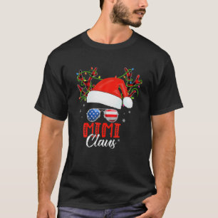 Mimi Claus Reindeer Santa Messy Bun Christmas Fami T-Shirt