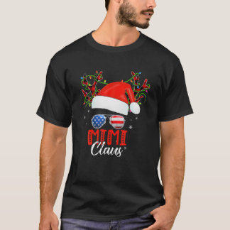 Mimi Claus Reindeer Santa Messy Bun Christmas Fami T-Shirt