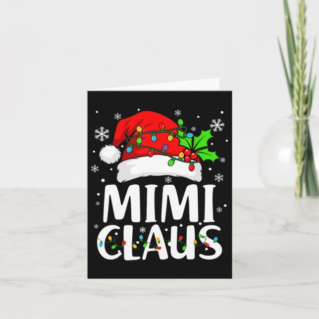 Mimi Claus Shirt Christmas Lights Pajama Family Ma Card (Front)