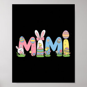 Mimi Easter Coquette Bow Happy Easter Bunny Rabbit Poster