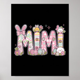 Mimi Easter Coquette Bow Happy Easter Bunny Rabbit Poster