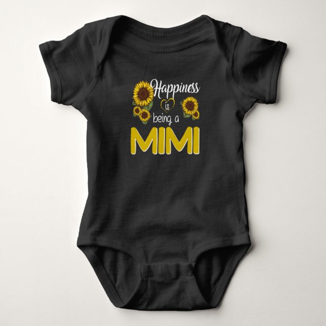 Mimi Gift | Happiness Is Being A MiMi Sunflower Baby Bodysuit (Front)