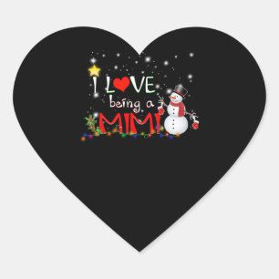 Mimi Gift I Love Being A Mimi Snowman Heart Sticker