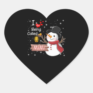 Mimi Gift I Love Being Called Mimi Snowman Heart Sticker