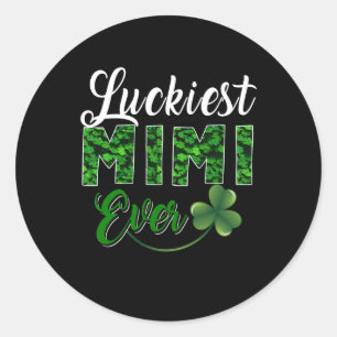 Mimi Gift Luckiest Mimi Ever Flower Mimi Lover Classic Round Sticker