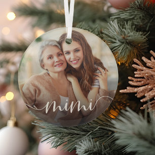 Mimi Grandma Script Overlay Glass Tree Decoration