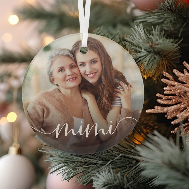 Mimi Grandma Script Overlay Glass Tree Decoration (Creator Uploaded)