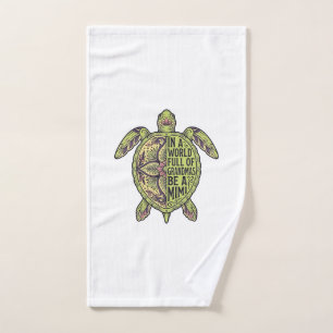 Mimi Grandma Sea Turtle Vintage Floral Shirt Desig Hand Towel