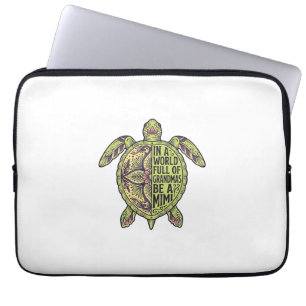 Mimi Grandma Sea Turtle Vintage Floral Shirt Desig Laptop Sleeve