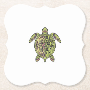 Mimi Grandma Sea Turtle Vintage Floral Shirt Desig Paper Coaster