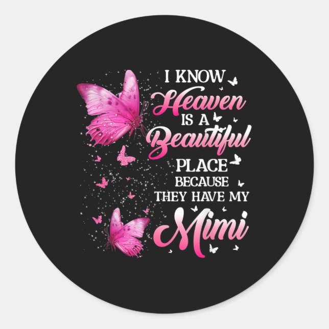 Mimi Is My Guardian Angel In Heaven Memorial Day Classic Round Sticker (Front)
