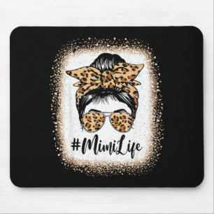 Mimi life bleached leopard messy bun mother's day mouse pad