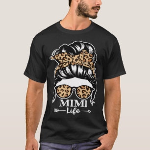 Mimi Life Messy Bun Hair Mimi Leopard T-Shirt