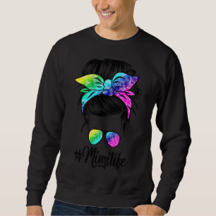 Mimi Life Messy Hair Bun Tie Dye Women Mother's Da Sweatshirt