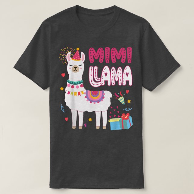 Mimi Llama Grandma Of A Birthday Boy Girl Llama Bi T-Shirt (Design Front)