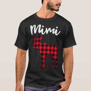 Mimi Moose Buffalo Red Plaid Christmas Pajama Fami T-Shirt