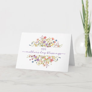 Mimi Mother's Day Blessings Delicate Wildflowers Card