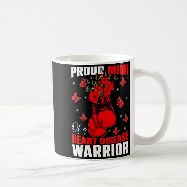 Mimi Of A Heart Warrior Heart Disease Awareness Bo Coffee Mug (Right)