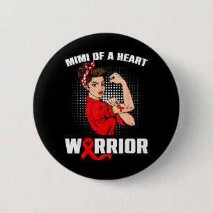 Mimi Of A Heart Warrior Heart Disease Messy Bun Ma 6 Cm Round Badge