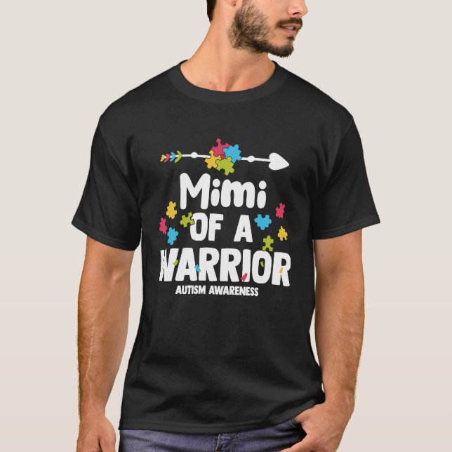 Mimi of a Warriors Autism Family Puzzle Awareness T-Shirt (Front)