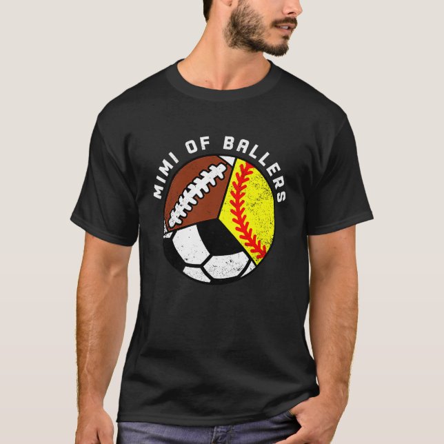 Mimi Of Ballers Softball Soccer Football Mimi T-Shirt (Front)