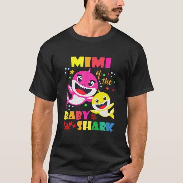 Mimi Of The Birthday Shark Dad, Mum Matching Famil T-Shirt (Front)