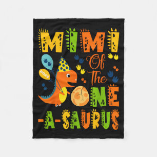 Mimi of the one-a-saurus 1st birthday dinosaur fleece blanket