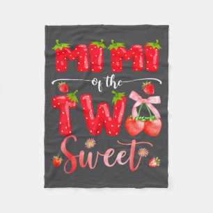 Mimi Of The Two Sweet 2nd Birthday Girl Strawberry Fleece Blanket