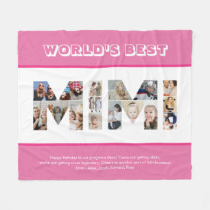 Mimi Photo Collage Letter Cutout Grandma Birthday Fleece Blanket