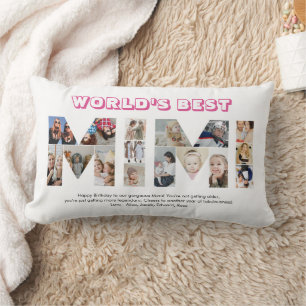 Mimi Photo Collage Letter Cutout Grandma Birthday Lumbar Cushion