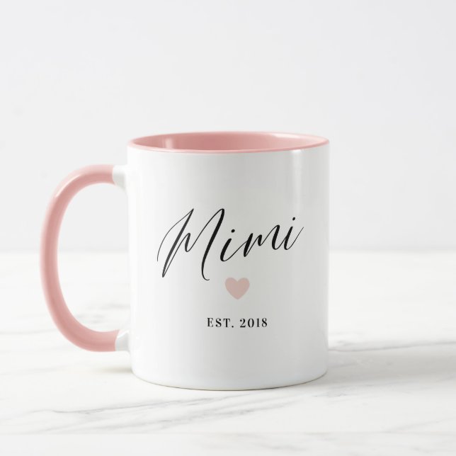 Mimi Script Established Mothers Day Gift Mug (Left)