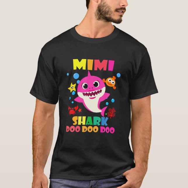 Mimi Shark Doo Doo Funny Baby Mummy Daddy Kids T-Shirt (Front)