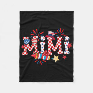 Mimi Sungles Usa Flag Fireworks Patriotic 4th Of J Fleece Blanket