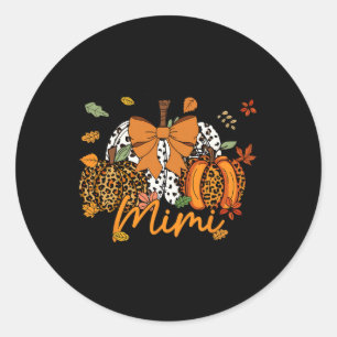 Mimi Thanksgiving Leopard Pumpkin Coquette Bow Mum Classic Round Sticker