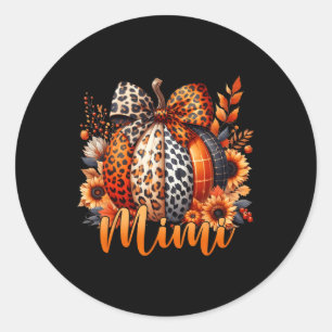 Mimi Thanksgiving Leopard Pumpkin Sunflower Coquet Classic Round Sticker