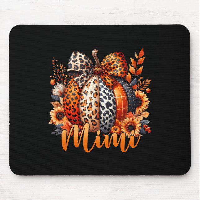 Mimi Thanksgiving Leopard Pumpkin Sunflower Coquet Mouse Pad (Front)