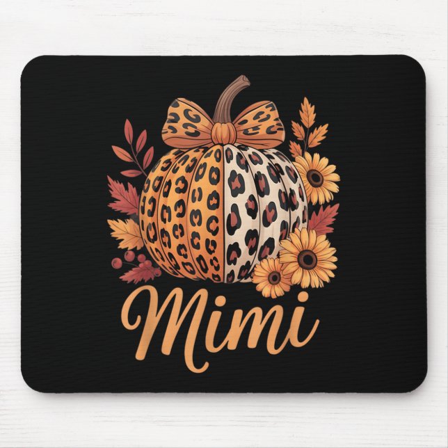 Mimi Thanksgiving Leopard Pumpkin Sunflower Coquet Mouse Pad (Front)
