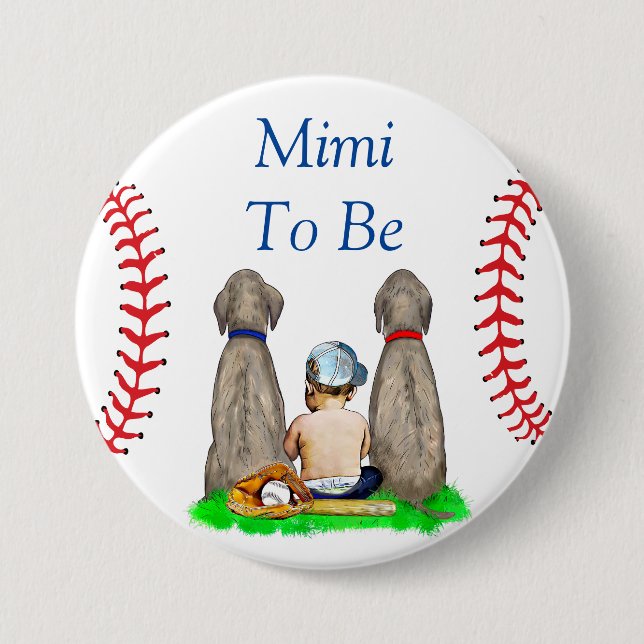Mimi to Be | Baseball Themed Boy's Baby Shower 7.5 Cm Round Badge (Front)