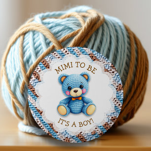 Mimi To Be Crochet Teddy Bear Baby Shower 6 Cm Round Badge