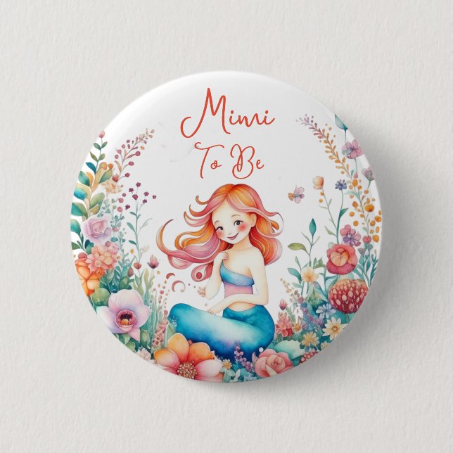Mimi To Be Mermaid Baby Shower  6 Cm Round Badge (Front)